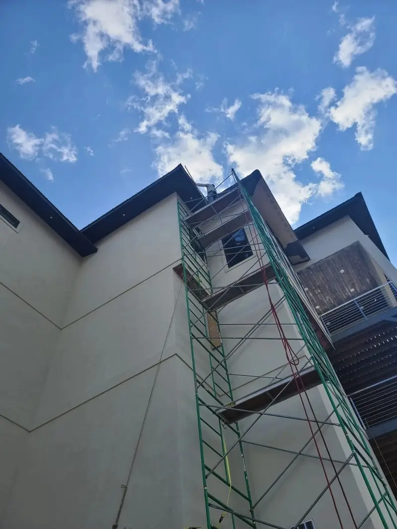 Exterior painting · Scaffolded and prepped